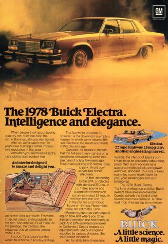 Vintage  1978  buick  electra  4-door  sedan  ad -  6 1/2 &#034; x 10 &#034;