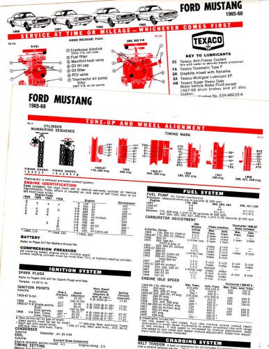 1965 1966 1967 1968 ford mustang 65 66 67 68 lubrication lube tune-up charts 3