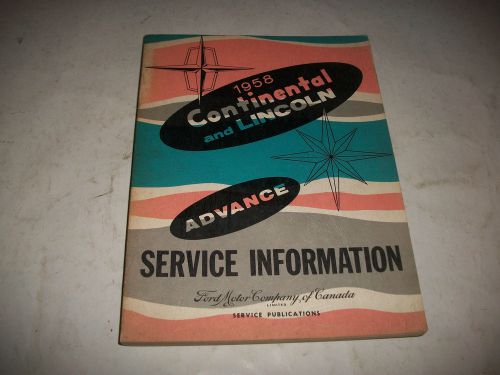 1958 lincoln and continental advance service information manual cdn issue clean