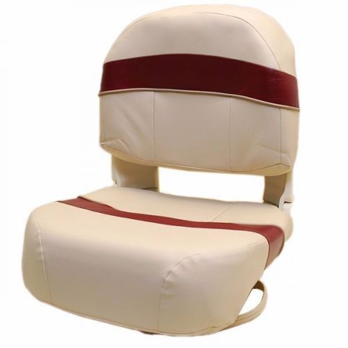 Tempress deluxe tan / burgundy folding bass fishing boat seat with cushions