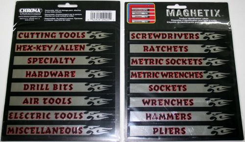 Tool box magnets snap on matco craftsman labels screwdrivers ratchets drawer mac