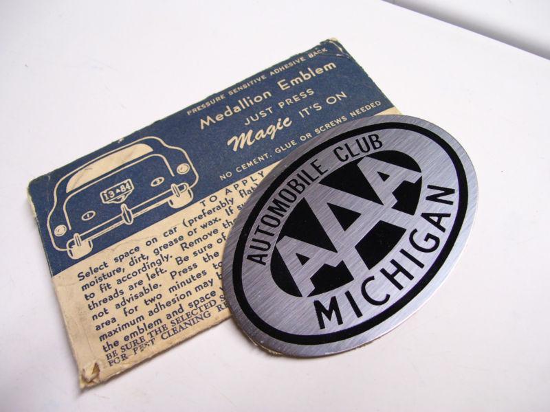 Vintage 50s aaa michigan truck bumper plate emblem rat rod auto nos accessory 