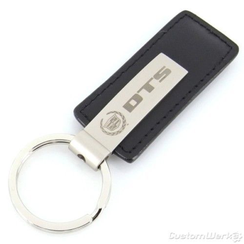 Cadillac dts black leather rectangular key chain