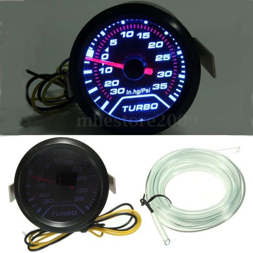 Universal 52mm 2″ white digital led turbo boost meter gauge smoke face tint psi