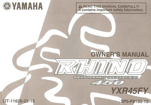 2009 yamaha yxr45fy rhino 450 atv utv owners manual -new sealed-yxr 45 fy-yxr45
