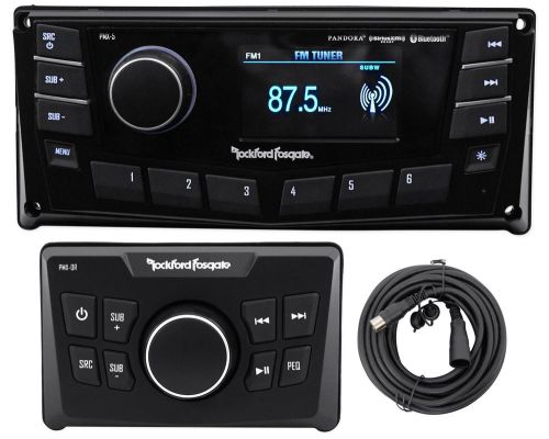 Rockford fosgate pmx-5 2.7&#034; marine digital media bluetooth receiver+remote+cable