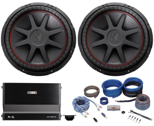 (2) kicker 43cvr154 compvr 15&#034; 2000 watt car subwoofers+mono amplifier+amp kit