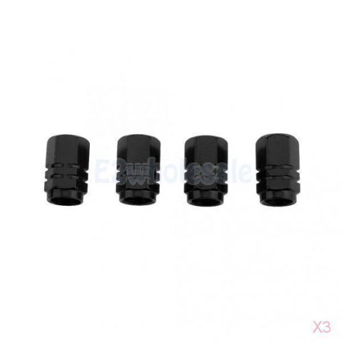 3x black-4pcs valve stem caps car truck bike screw dust cover wheel accessories