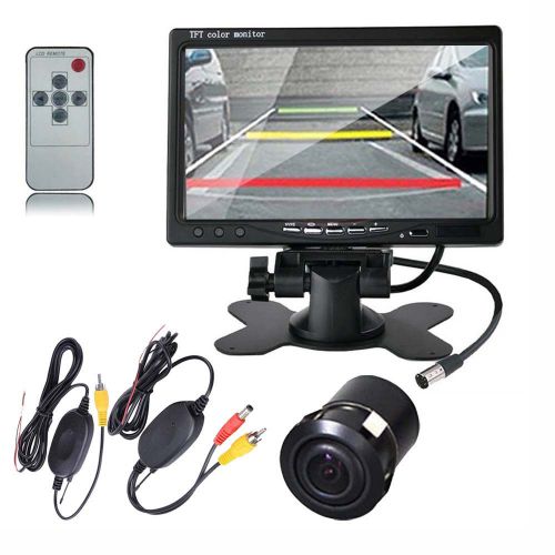 7&#034; tft lcd car rear view backup monitor+wireless parking night vision camera kit