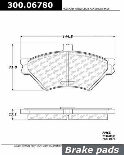 Centric 300.06780 brake pad or shoe, front-premium semi-met pads w/shims