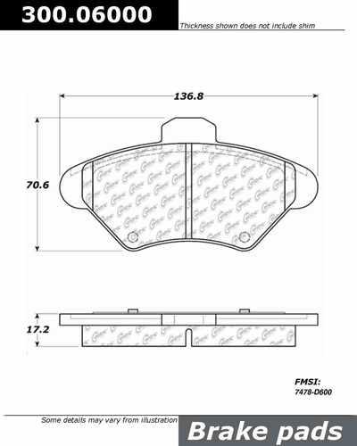 Centric 300.06000 brake pad or shoe, front-premium semi-met pads w/shims