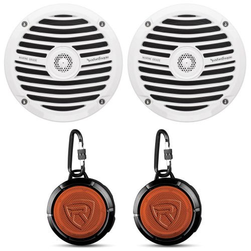 2) rockford fosgate prime rm0652 6.5&#034; 100w marine/boat speakers+2) free speakers