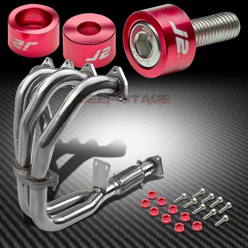 J2 for 97-01 bb6 base exhaust manifold 4-2-1 header+red washer cup bolts