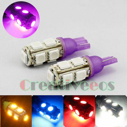 2*t10 194 w5w 9smd 5050 car led wedge light bulb purple