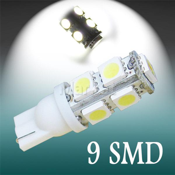 T10 9 smd 5050 pure white wedge signal 194 w5w 9 led car light bulb lamp