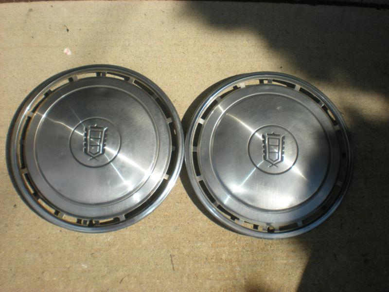 Pair of 14" cadillac wheel covers/ hub caps stainless 