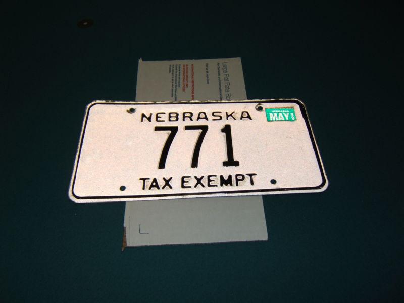 Rare vintage nebraska "tax exempt" license plate~seldom seen~