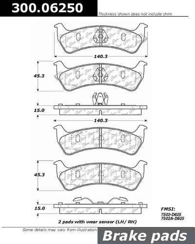 Centric 300.06250 brake pad or shoe, rear-premium semi-met pads w/shims