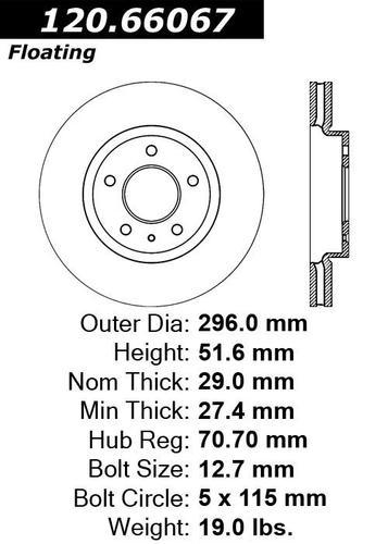 Centric 120.66067 front brake rotor/disc-premium rotor-preferred