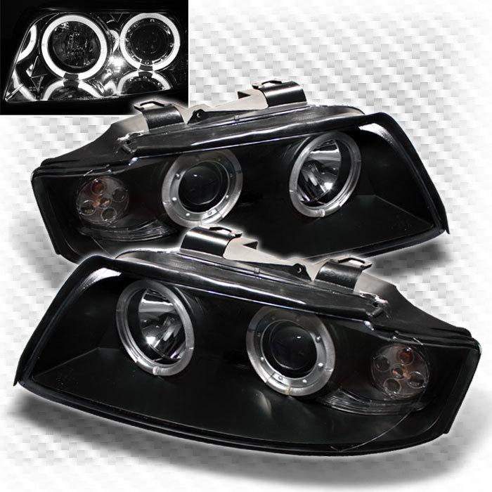 2002-2005 audi a4 s4 twin halo projector black headlights head lights pair lamp