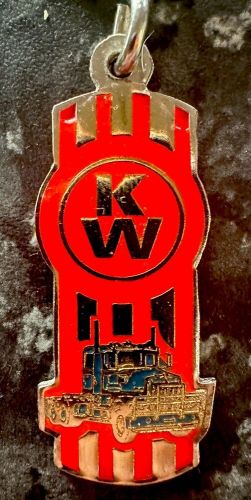 Kenworth motors  semi trucks dealership red &amp; silver pewter epoxy key ring