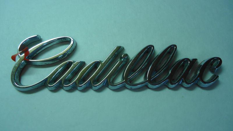 Used genuine oem "cadillac" script emblem chrome -re-taped no pegs 5 1/4"x1 1/2"