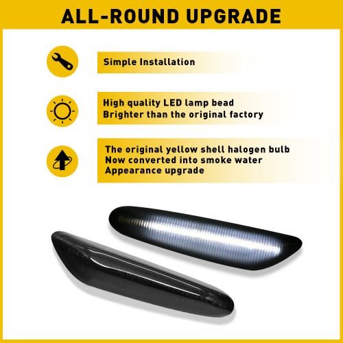 2x left &amp; right led white side marker lights smoked for 2002-2012 bmw 3 series