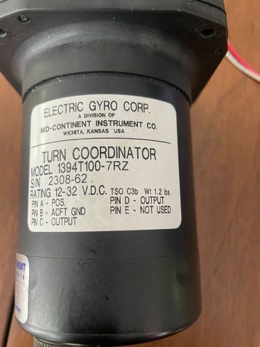 Mid continent turn coordinator 1394t100-7b 12/32v - working