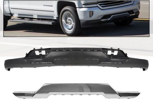 Front bumper valance + chrome skid plate for silverado 1500 2016-2019 with z71