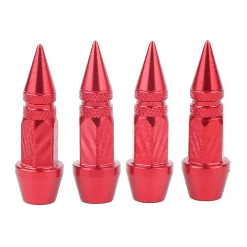 4pcs red aluminum alloy spike wheel tire valve stem car truck air dust caps