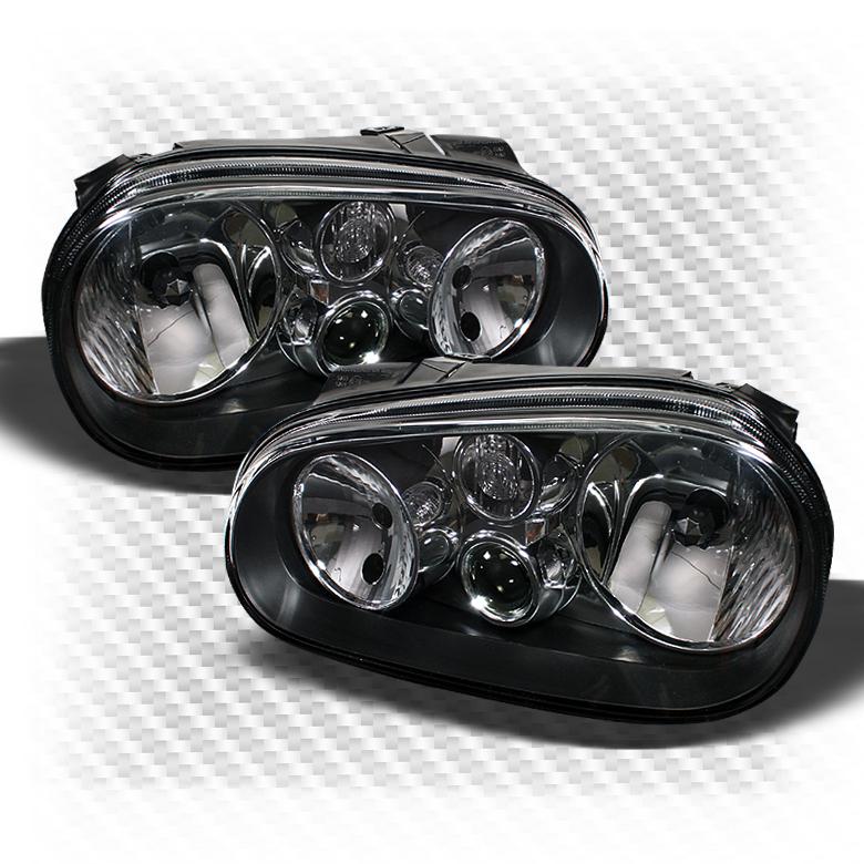 1999-2006 volkswagen golf gti crystal headlights black head lights pair set lamp