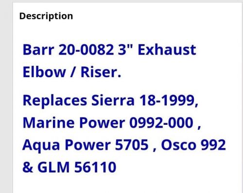 Aqua power 5.0 8l ford exhaust riser 5705 also barr marine nos