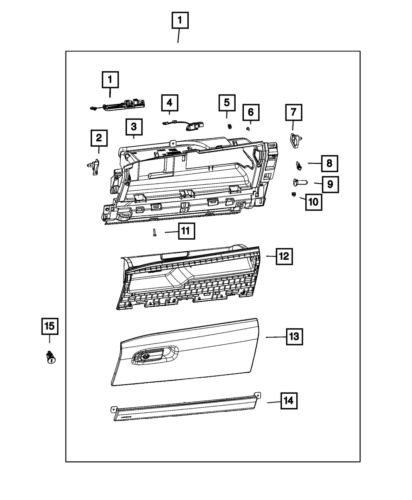 Genuine mopar glove box door 7jr42tx7aa