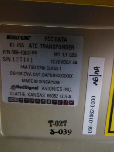 King kt 76a mode c transponder