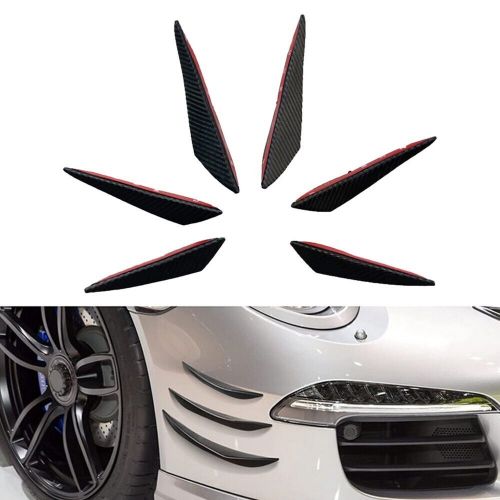 Direct replacement front bumper decal sticker pack of 6 carbon fiber black