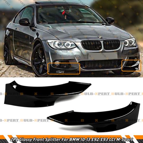 For 2010-2013 bmw lci e92 e93 m sport gloss black front bumper splitters spoiler