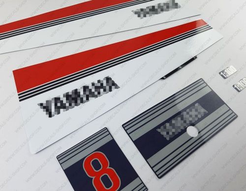 Yamaha 8 hp two 2 stroke 1981 outboard engine decals sticker set 8hp