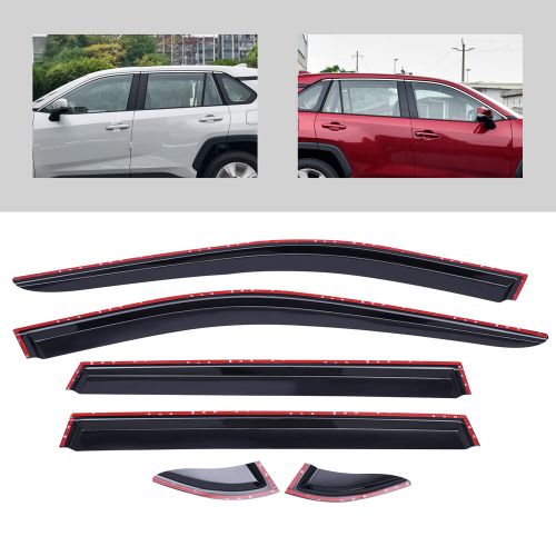 6pcs for toyota rav4 2019-2023 black window visor vent shades sun rain guard new