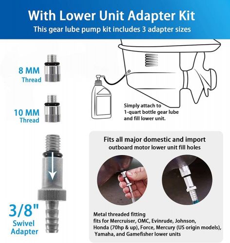 Marine outboard boat motor lower unit gear oil change outdrive fluid pump kit