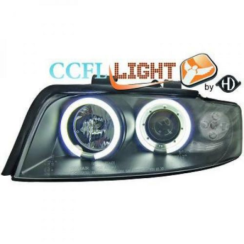 Lhd ccfl headlight projector pair clear black for audi a4 sedan avant 8e-