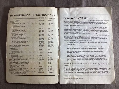 1965 cessna model 182 and skylane pilot information manual (pim)