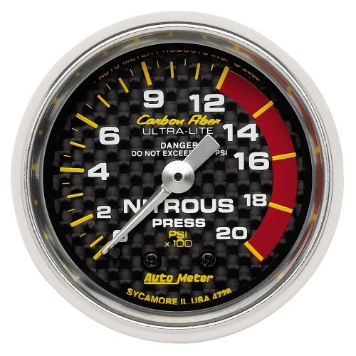 Autometer 4728 carbon fiber mechanical nitrous pressure gauge