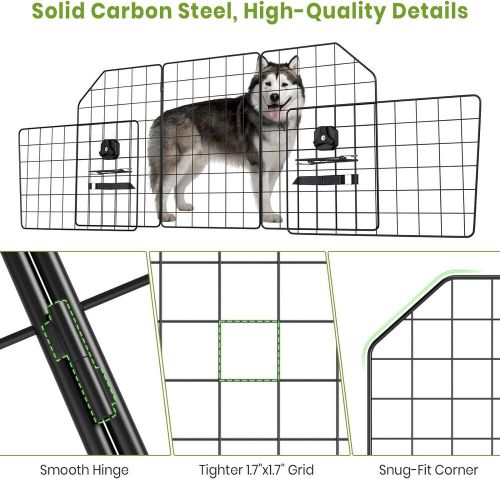 Suv car dog barrier, pet trunk vehicle divider mesh gate on black