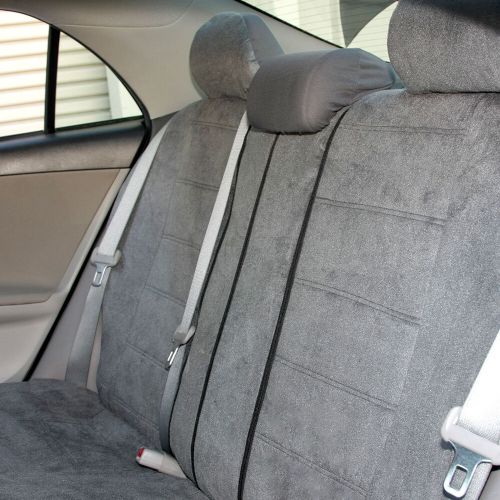 For audi premium grade grey velour car truck seat covers vinyl mats set