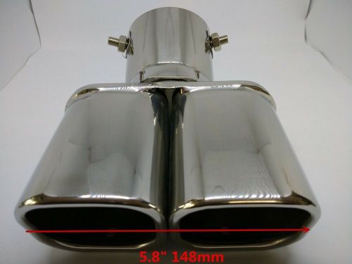 Stainless steel exhaust tip 3&#034; inlet 2.9&#034; dual outlet 6.9&#034; long silver