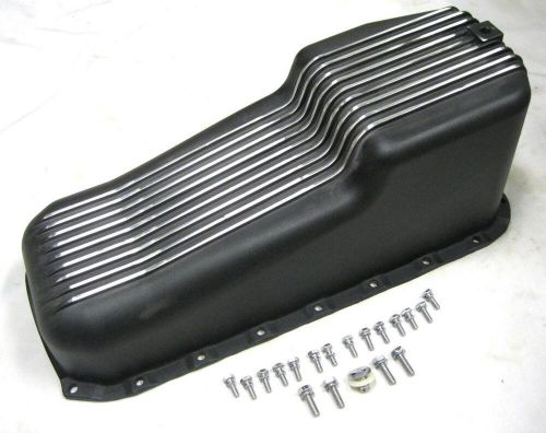 1955+ small block chevy 265 400 v8 finned black aluminum oil pan sbc return