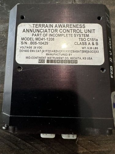 Mid-continent md41–1208 terrain awareness annunciator control unit acu