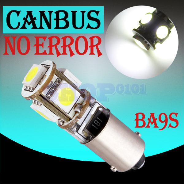 Ba9s 5 smd pure white canbus obc no error interior car t4w led light bulb