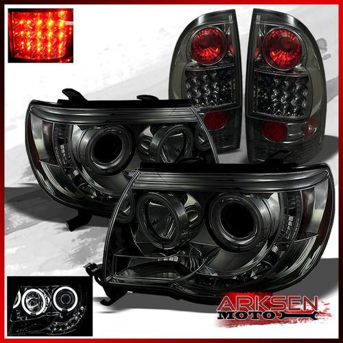 05-11 tacoma ccfl halo led smoked projector headlights+ smoked led tail lights