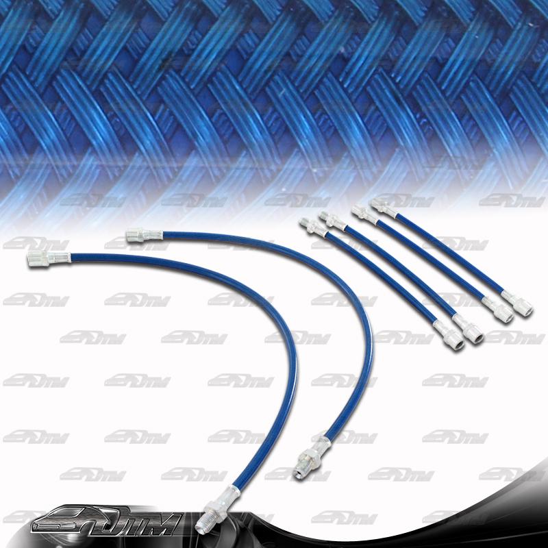 3 / 5 / 7 series bmw e32 e34 e36 front & rear stainless steel brake lines blue